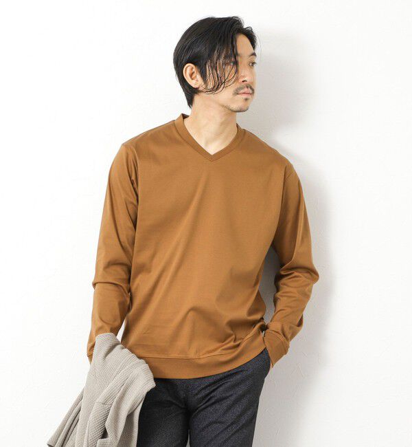 NOLLEY'S goodman「《ビジカジ対応》シルケットスムースドレスL/S V Tシャツ 25AW」|Tシャツ・カットソー|