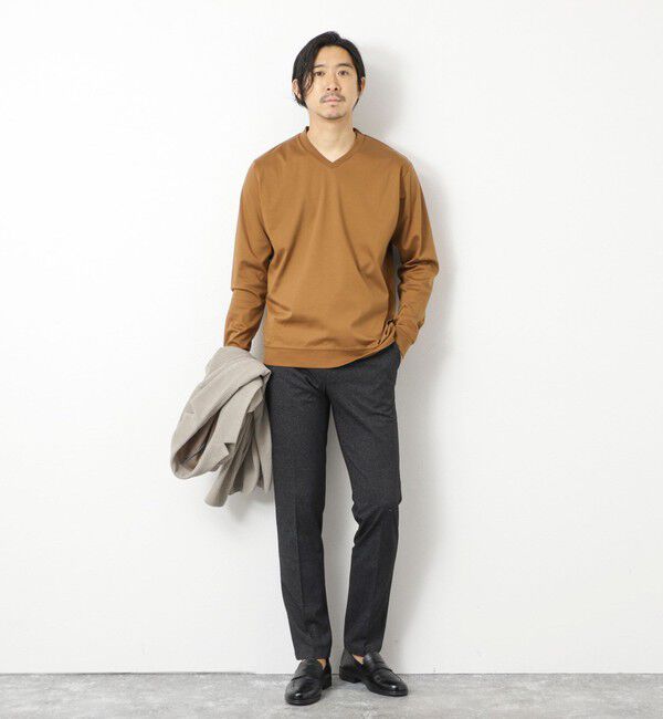 NOLLEY'S goodman「《ビジカジ対応》シルケットスムースドレスL/S V Tシャツ 25AW」|Tシャツ・カットソー|