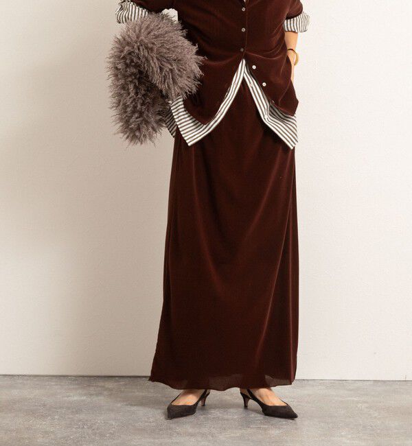 MAQWEL「【MAQWEL/マクウェル】ウォッシャブルベロアロングスカート」|スカート|
