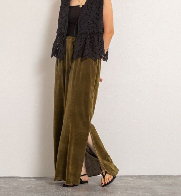 MAQWEL「【MAQWEL/マクウェル】ウォッシャブルベロアロングスカート」|スカート|