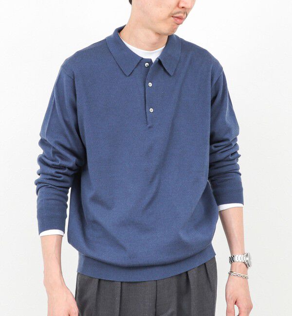 NOLLEY'S goodman「14G成型 ウォッシャブル NSN長袖ポロニット 25AW」|ニット・セーター|