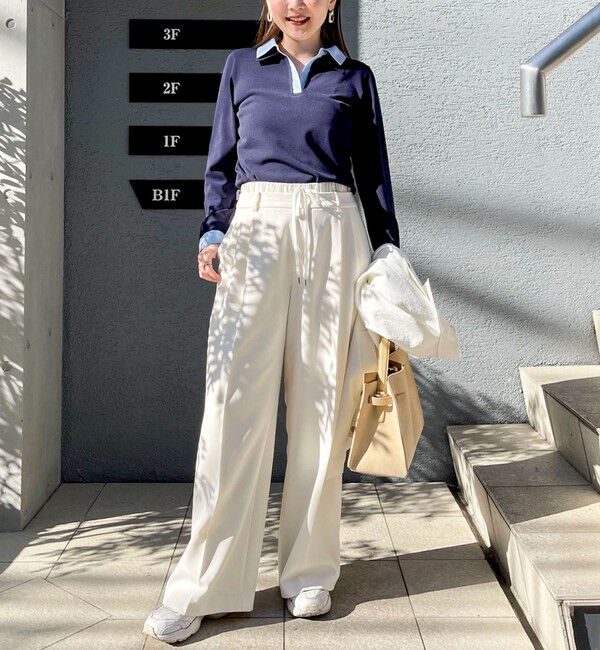 NOLLEY'S sophi「《手洗い可能》シャツレイヤード風スキッパーポロニット」|ニット・セーター|