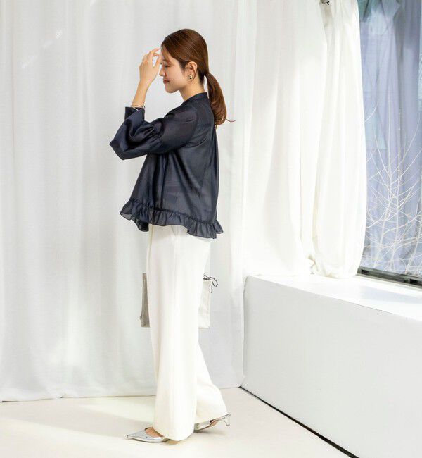 NOLLEY'S「ウォッシャブルシアー裾フリルブラウス」|シャツ・ブラウス|