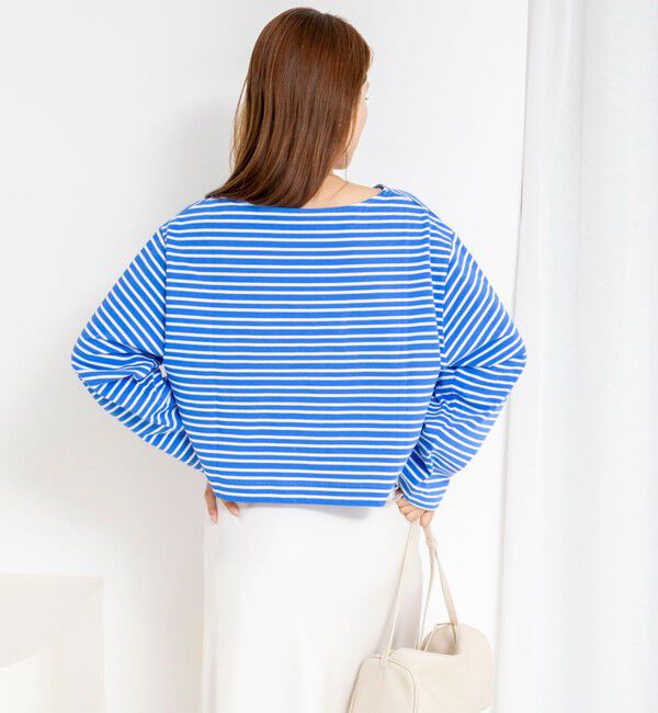 NOLLEY'S「【nolnol/ノルノル】ウォッシャブルシルケットボーダーショートT」|Tシャツ・カットソー|