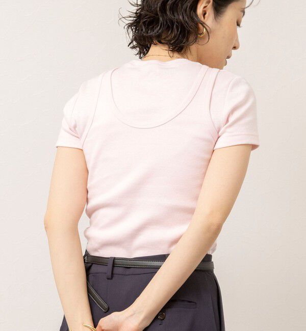 MAQWEL「【MAQWEL/マクウェル】ウォッシャブルCOTTON RIB 半袖Tシャツ」|Tシャツ・カットソー|