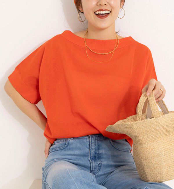 NOLLEY'S「《手洗い可能》コットンセルロースリラックスプルオーバー」|ニット・セーター|オレンジ