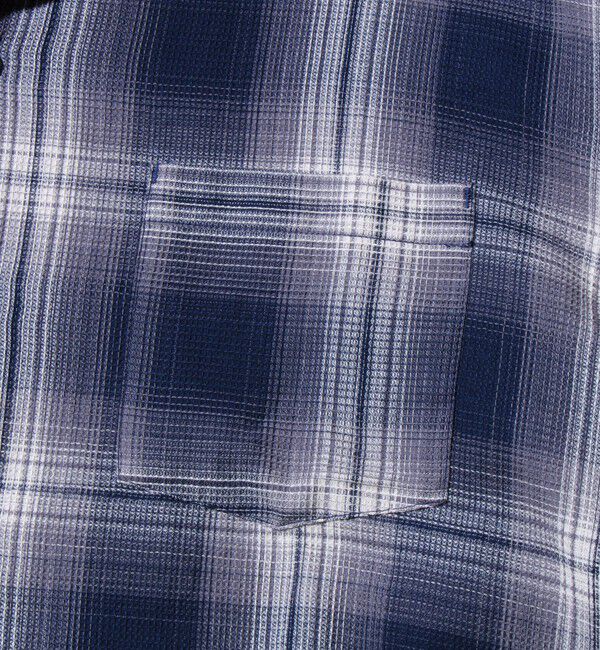 GLOSTER「【残暑にも快適なさらっとシャツ】ワッフルチェック ロングスリーブシャツ オンブレチェック」|シャツ・ブラウス|