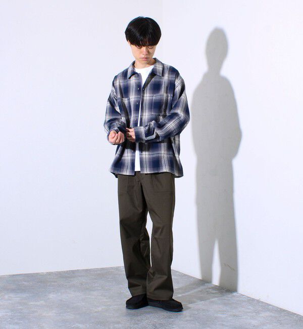 GLOSTER「【残暑にも快適なさらっとシャツ】ワッフルチェック ロングスリーブシャツ オンブレチェック」|シャツ・ブラウス|