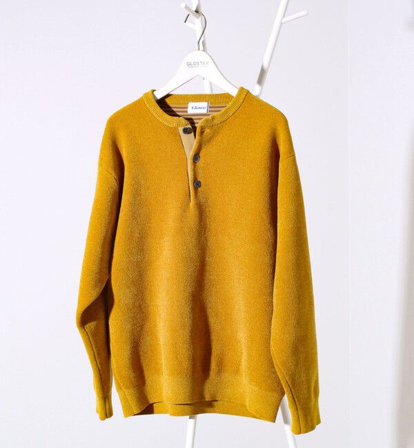 GLOSTER「【昨年人気アイテム再登場！チクチクしないニット】モールバックボーダー ヘンリーネックニット」|ニット・セーター|