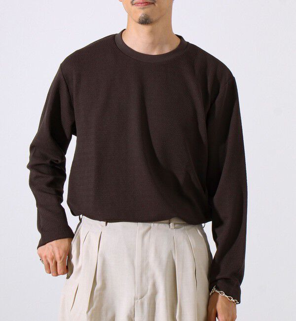 GLOSTER「【シリーズ累計人気】【ジャケットのインナーにおすすめ】ふくれジャガードロンT」|Tシャツ・カットソー|