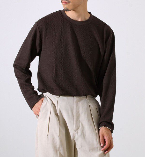 GLOSTER「【シリーズ累計人気】【ジャケットのインナーにおすすめ】ふくれジャガードロンT」|Tシャツ・カットソー|