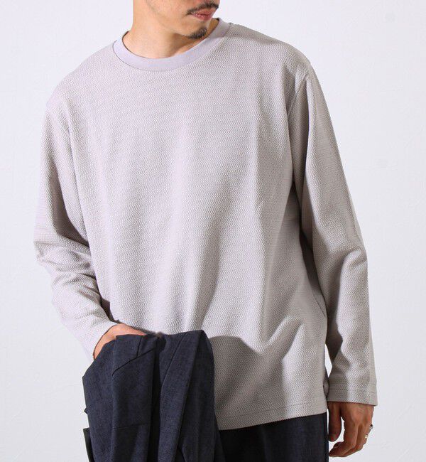 GLOSTER「【シリーズ累計人気】【ジャケットのインナーにおすすめ】ふくれジャガードロンT」|Tシャツ・カットソー|