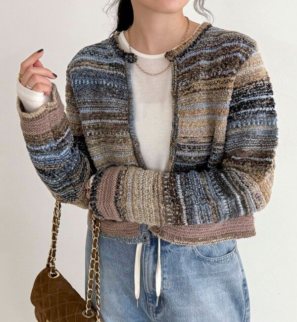 fredy emue「ツイードボーダーカーディガン」|カーディガン|