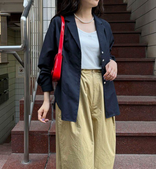 fredy emue「【人気アイテムの夏バージョン】リネン混シアーテーラードシャツ」|シャツ・ブラウス|