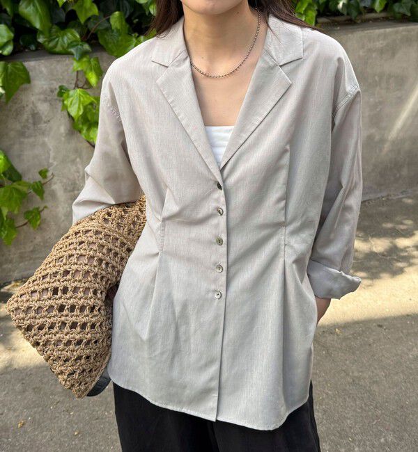 fredy emue「【人気アイテムの夏バージョン】リネン混シアーテーラードシャツ」|シャツ・ブラウス|