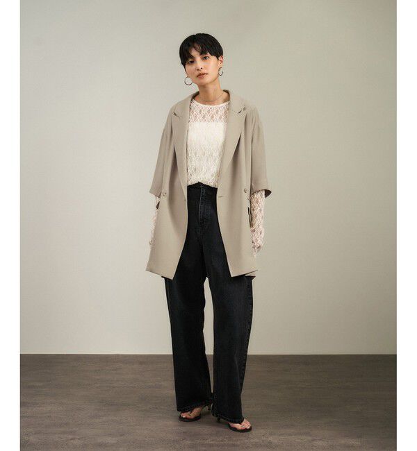 SALON adam et rope'「バックサテンハーフスリーブジャケット［セットアップ対応・今から秋まで］」|テーラードジャケット|