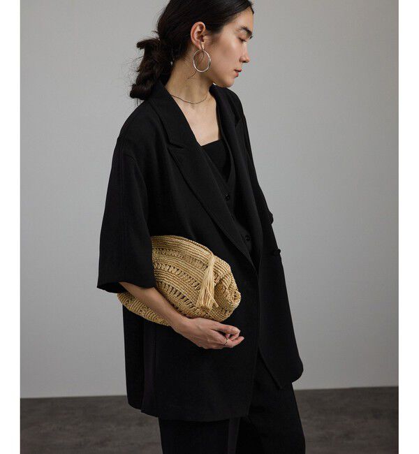 SALON adam et rope'「バックサテンハーフスリーブジャケット［セットアップ対応・今から秋まで］」|テーラードジャケット|