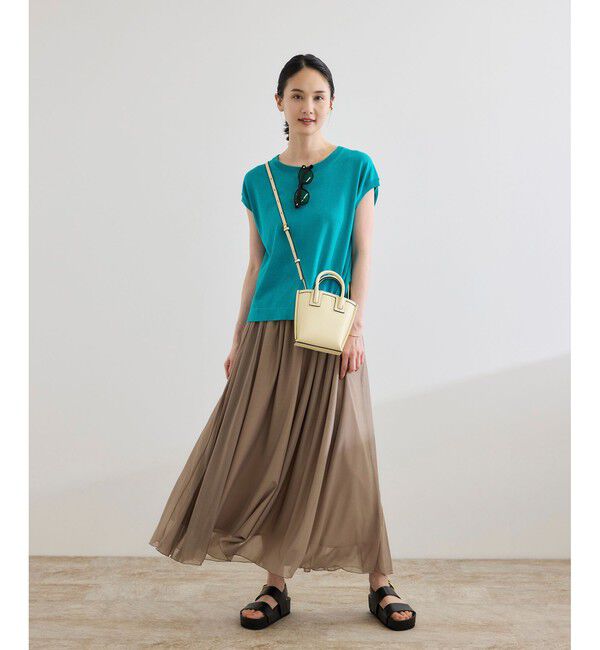 ROPE「【洗える】オーガニックコットンハイゲージフレンチスリーブニット」|ニット・セーター|