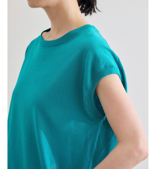 ROPE「【洗える】オーガニックコットンハイゲージフレンチスリーブニット」|ニット・セーター|