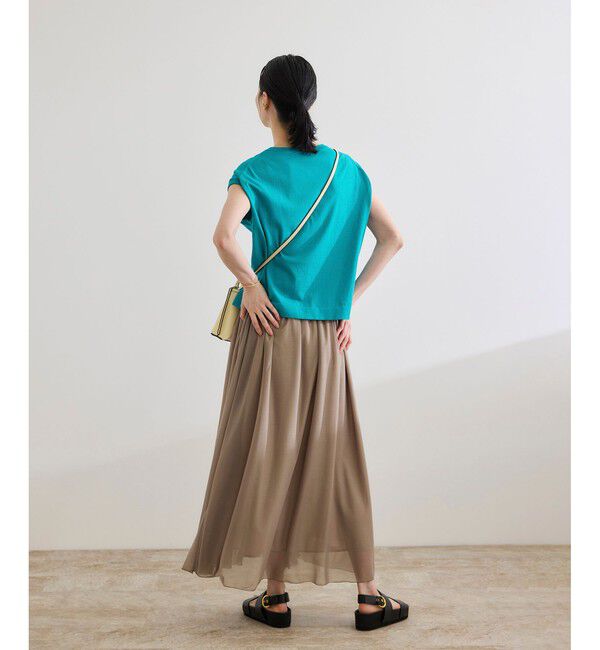 ROPE「【洗える】オーガニックコットンハイゲージフレンチスリーブニット」|ニット・セーター|