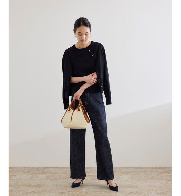 ROPE「【洗える】オーガニックコットンハイゲージフレンチスリーブニット」|ニット・セーター|