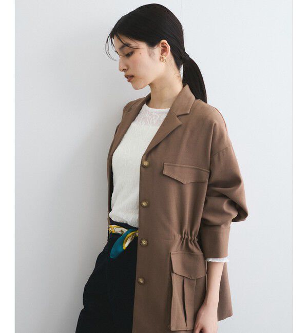 VIS「【防シワ】リネンライクミリタリーシャツジャケット」|ミリタリージャケット|