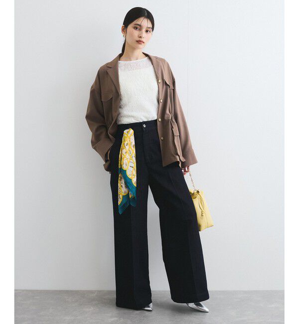 VIS「【防シワ】リネンライクミリタリーシャツジャケット」|ミリタリージャケット|