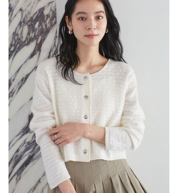 VIS「オーガンジーメタルボタンニットカーディガン」|カーディガン|