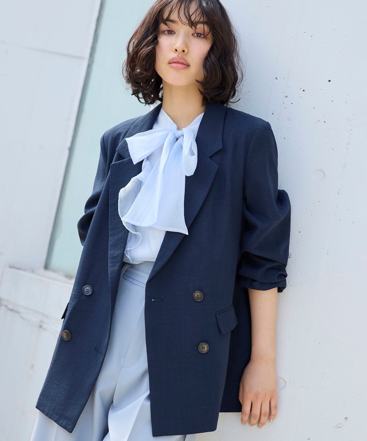 VIS「【美easy】リネンライクリラックスジャケット【接触冷感/洗える】【セットアップ対応】」|テーラードジャケット|