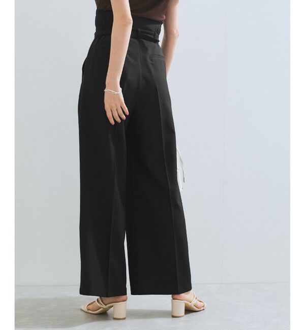 VIS「【新色追加】【防シワ/接触冷感】ベルトディテールタックワイドスラックスパンツ」|スラックス|