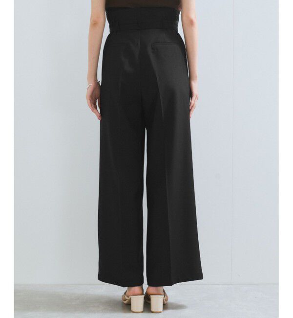 VIS「【新色追加】【防シワ/接触冷感】ベルトディテールタックワイドスラックスパンツ」|スラックス|