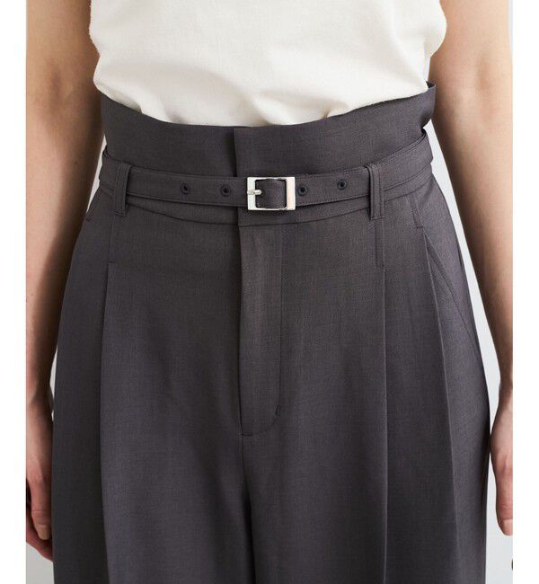 VIS「【新色追加】【防シワ/接触冷感】ベルトディテールタックワイドスラックスパンツ」|スラックス|