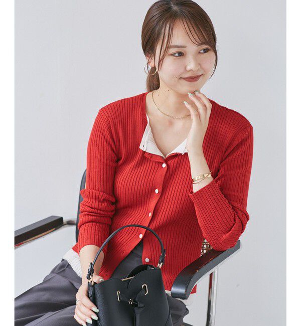 VIS「【WEB限定】フェイクレイヤードカーディガン(マルチWAY)」|カーディガン|