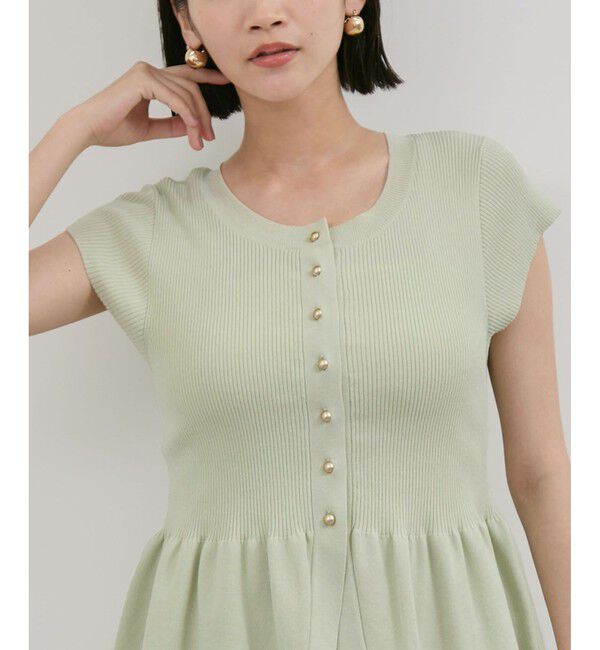 VIS「【アンチピリング/洗える】美SMARTショートスリーブペプラムニット」|ニット・セーター|