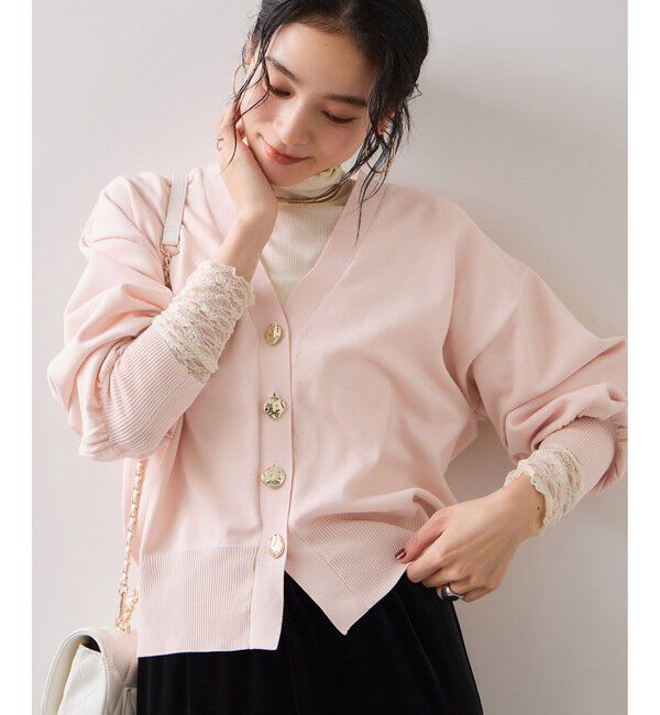 VIS「【WEB限定】メタル釦オーバーサイズカーディガン」|カーディガン|ピンク(63)