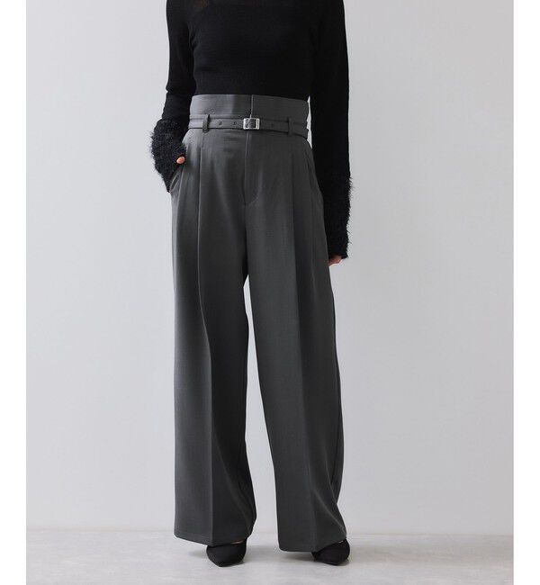 VIS「ベルトディテールタックワイドパンツ/イージーケア」|チノ|