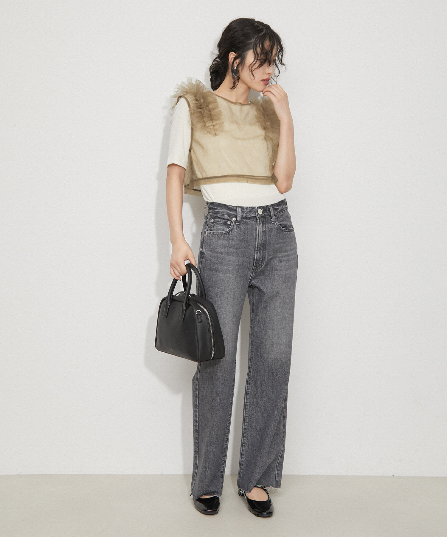 ADAM ET ROPE'「【サステナブル】チュールフリルTEE」|Tシャツ・カットソー|