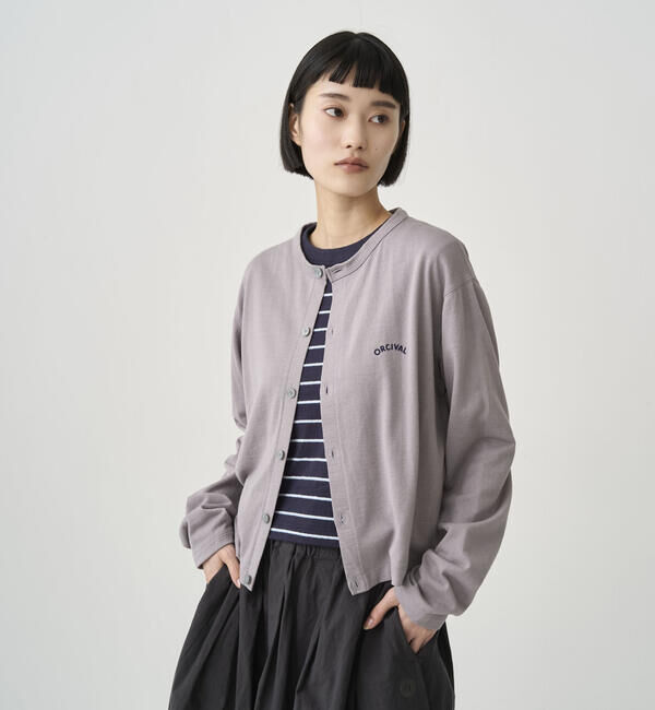 ORCIVAL「ORCIVAL | コットンナイロン シースルー 長袖クルーネックカーディガン WOMEN」|カーディガン|GREY