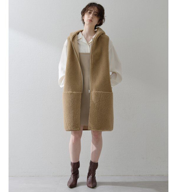 THE PAUSE「【THE PAUSE】ボアフードロングジレ」|ベスト・ジレ|