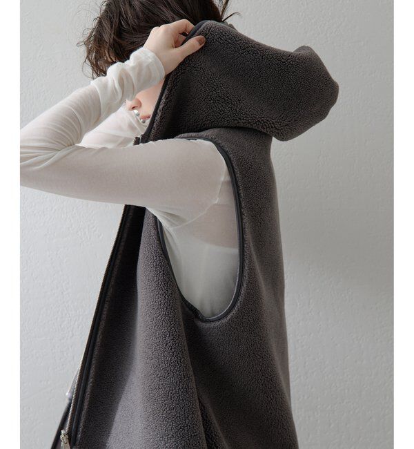 THE PAUSE「【THE PAUSE】ボアフードロングジレ」|ベスト・ジレ|