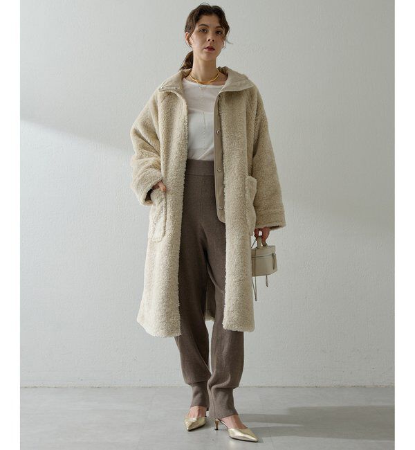  「リバーシブルボアコート」|その他|ベージュ
