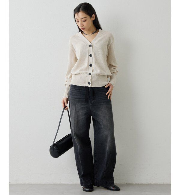  「Vネックペーパーヤーンカーディガン」|ニット・セーター|