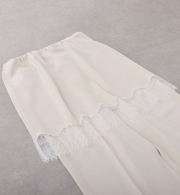  「【セットアイテム】サテンレースレイヤードパンツ/レイヤード」|チノ|オフホワイト