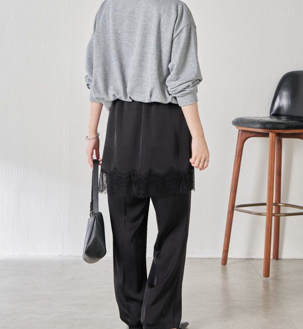 「【セットアイテム】サテンレースレイヤードパンツ/レイヤード」|チノ|