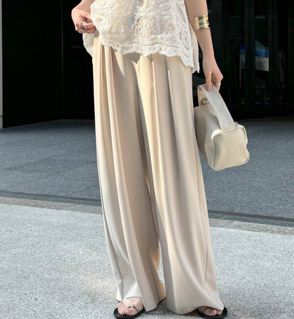  「【累計販売数3万枚突破/21色4サイズ展開！】タックワイドパンツ」|チノ|