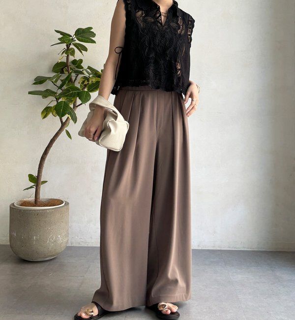  「【累計販売数3万枚突破/21色4サイズ展開！】タックワイドパンツ」|チノ|