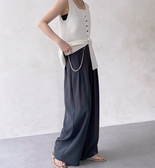  「【累計販売数3万枚突破/21色4サイズ展開！】タックワイドパンツ」|チノ|