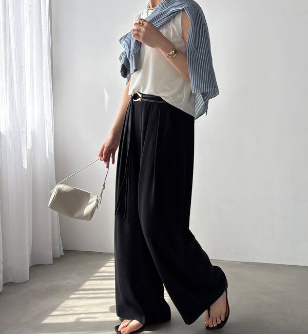  「【累計販売数3万枚突破/21色4サイズ展開！】タックワイドパンツ」|チノ|