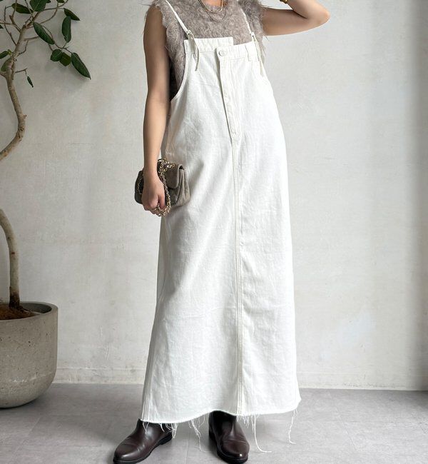  「裾フリンジデニムジャンスカ」|ワンピース|