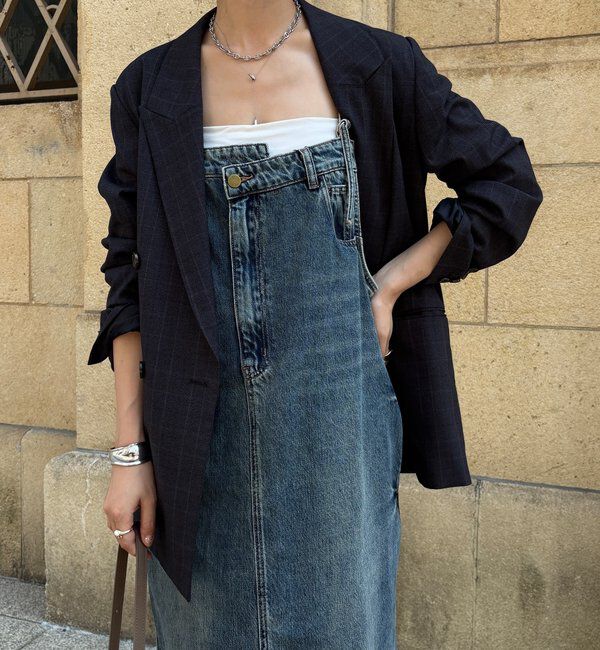  「裾フリンジデニムジャンスカ」|ワンピース|